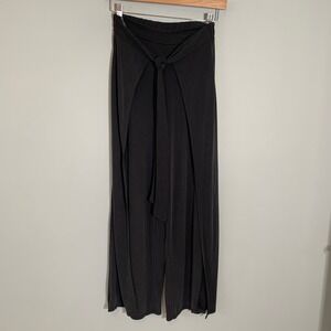 Wasabi + Mint Black Wide‎ Leg Palazzo Pants Wrap Tie Waist Slit Women's M